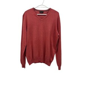 Massimo Dutti 95% Cotton 5%Cashmere V-Neck Sweater Men's EU 40 US L Coral Pink